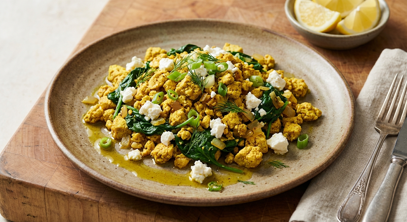 Tofu Scramble with Spinach and Feta