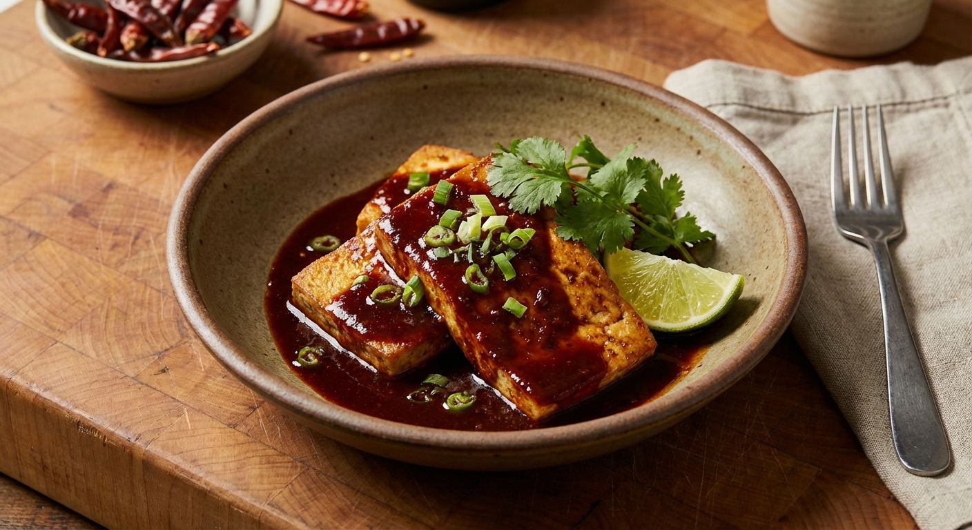 Tofu with Ancho Chili Sauce