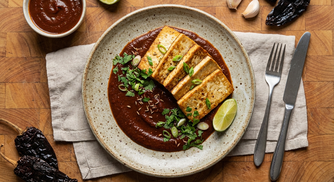 Tofu with Smoky Ancho Sauce