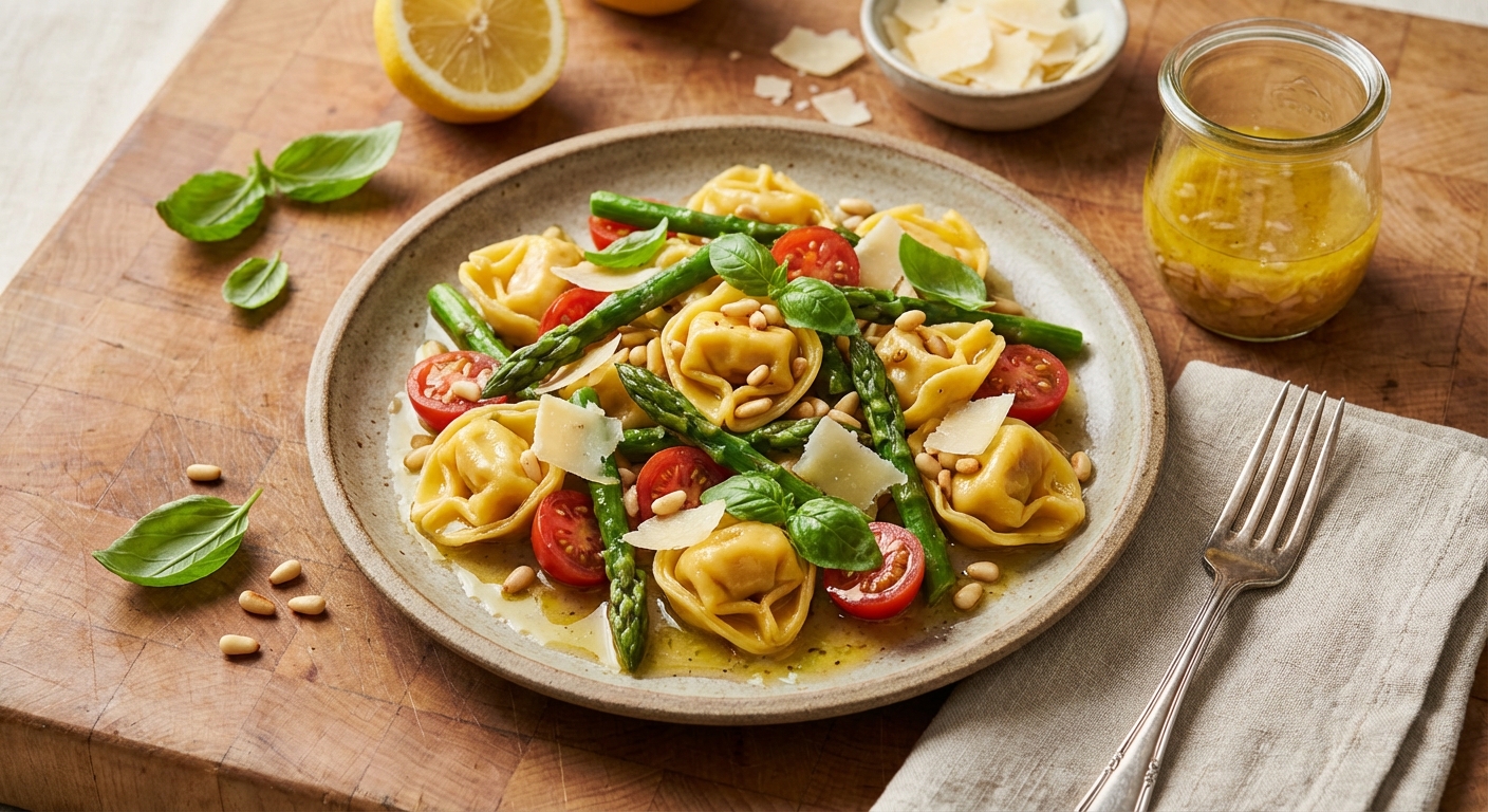Tortellini Salad with Asparagus and Lemon Dressing