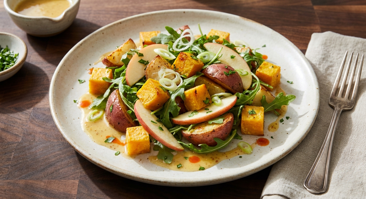 Two-Potato Salad with Apple and Arugula