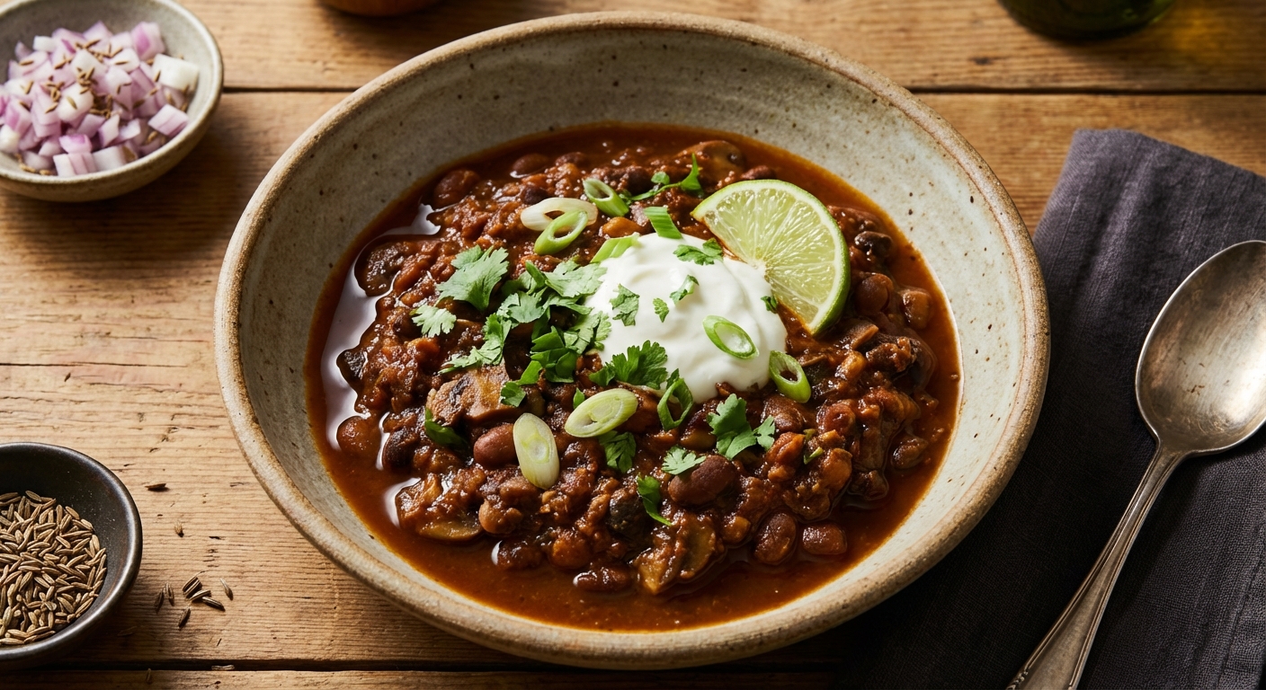 Vegetarian Bean and Mushroom Chili