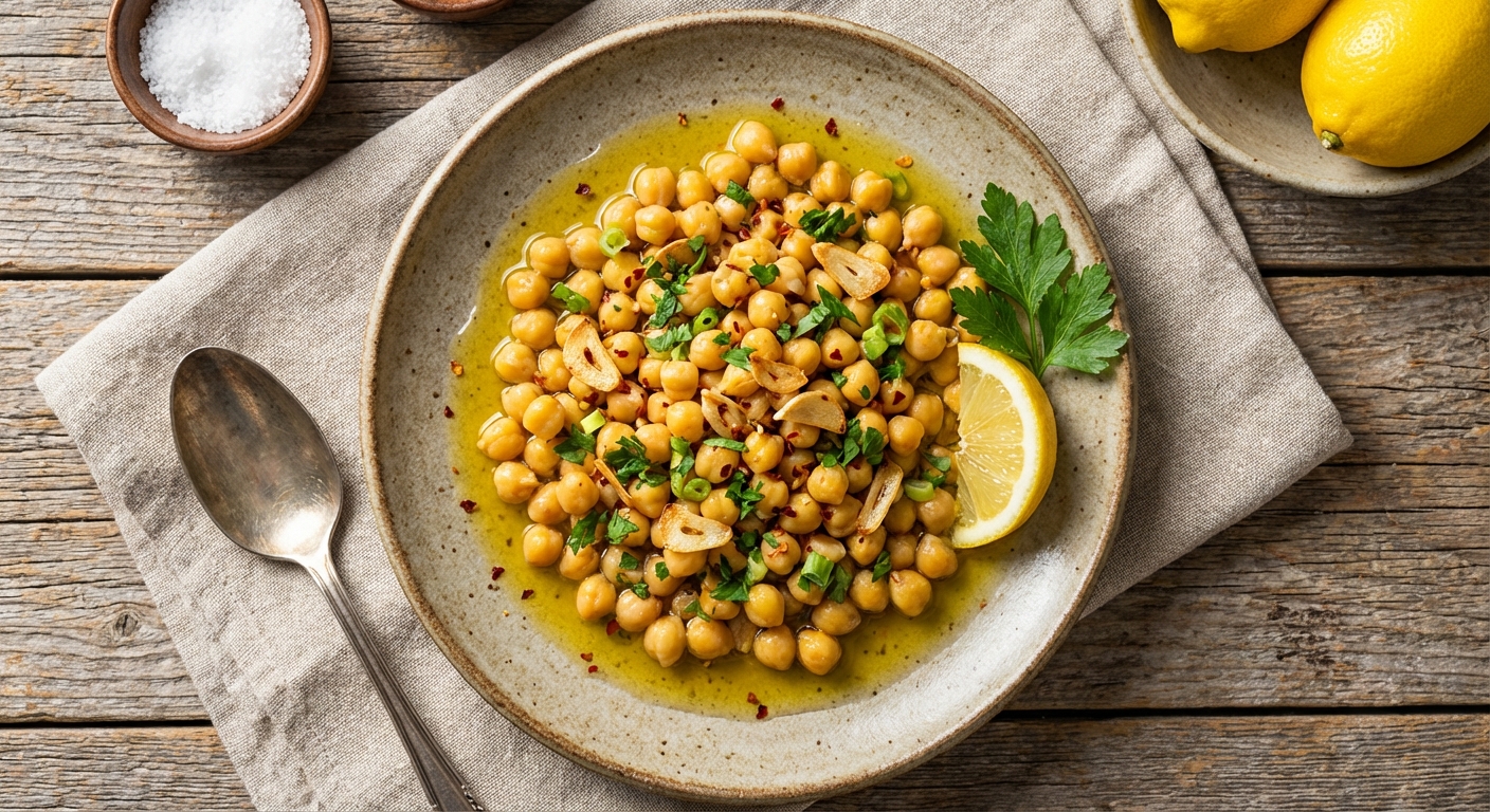Warm Chickpeas with Garlic and Lemon
