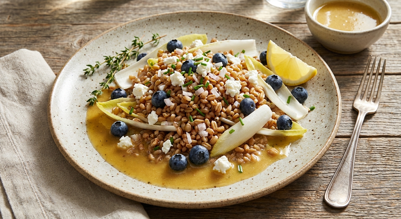 Wheat Berry Salad with Blueberries and Goat Cheese