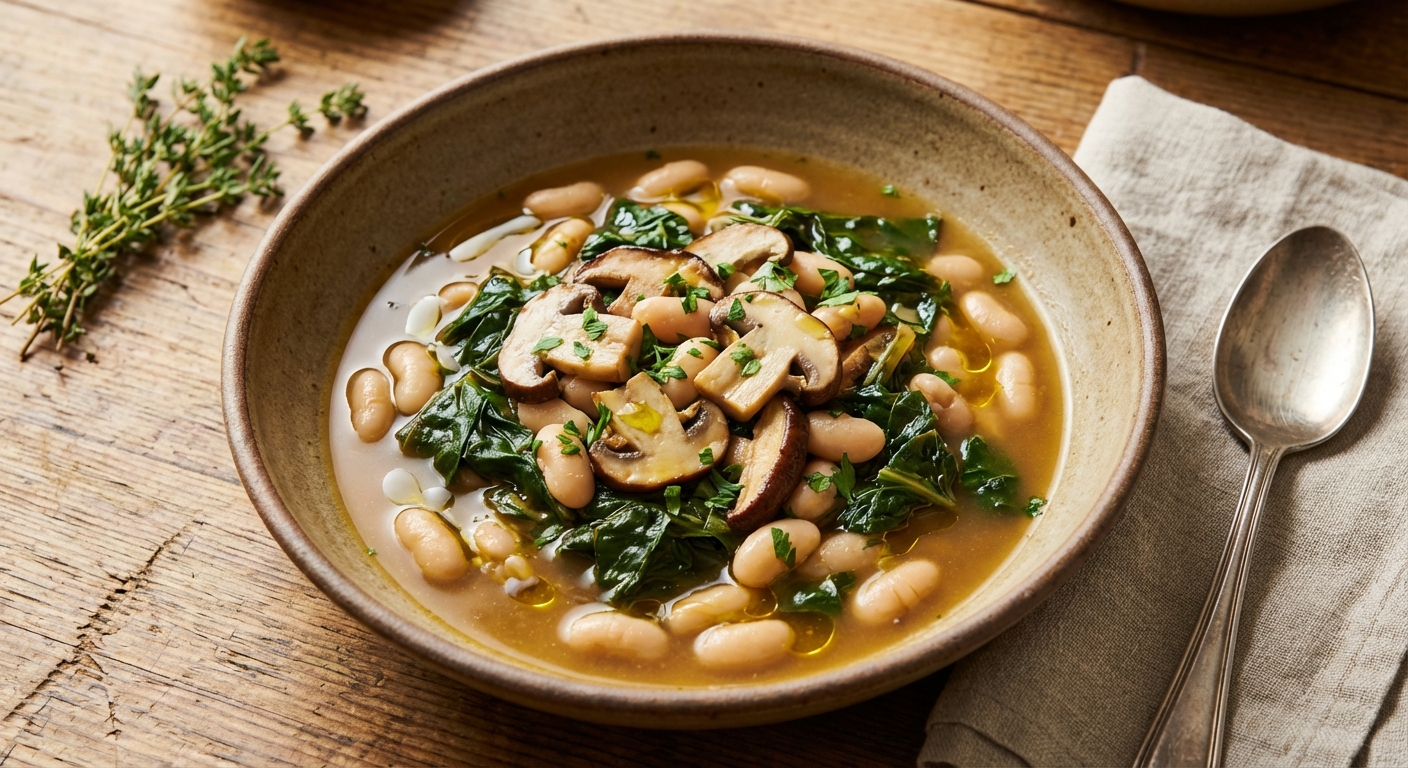 White Bean and Chard Stew with Mushrooms