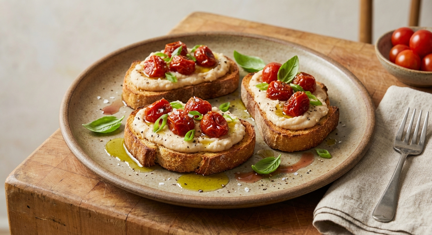 White Bean Crostini with Salt-Cured Tomatoes