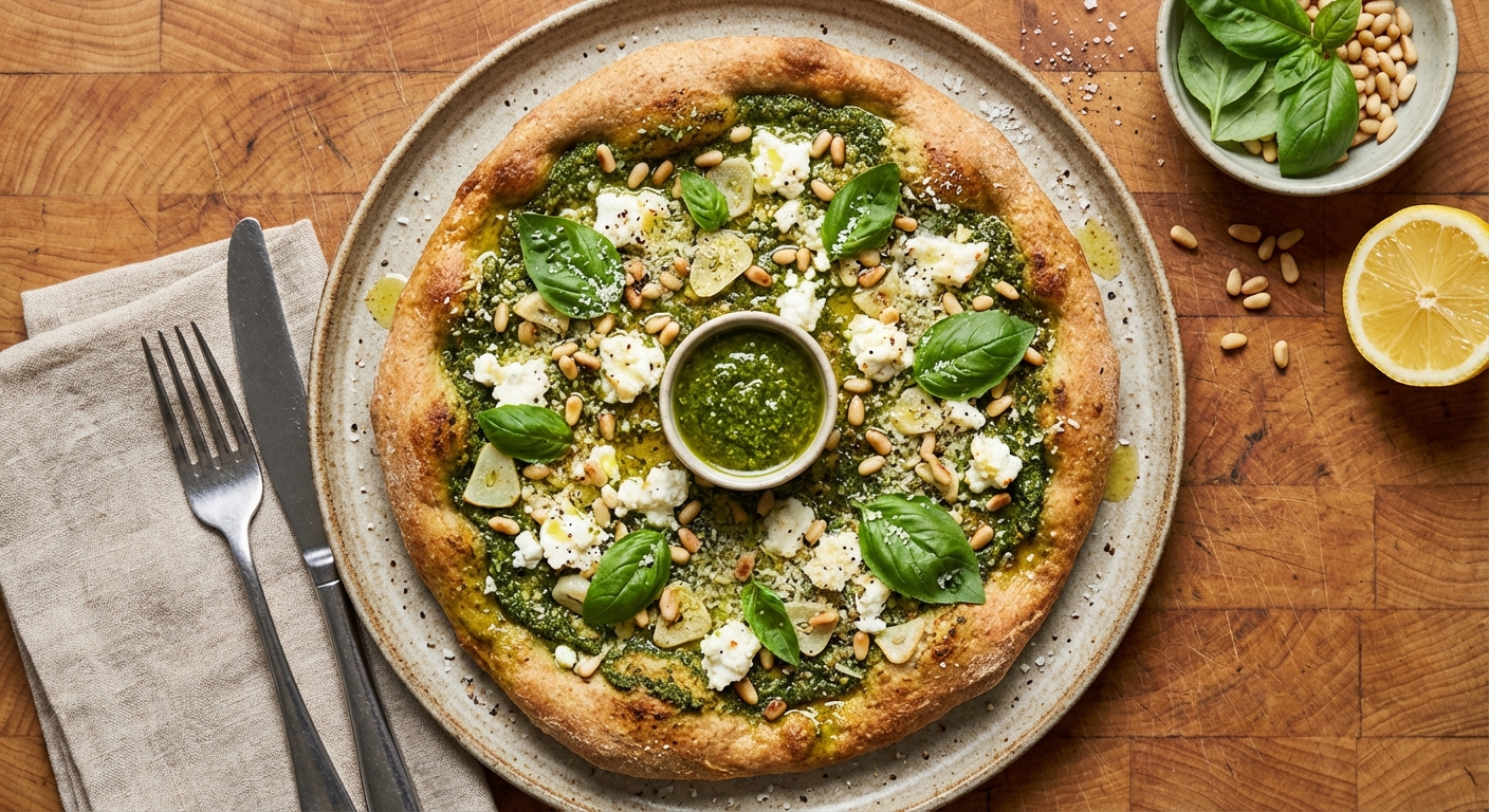 Whole-Wheat Pizza with Pesto and Goat Cheese